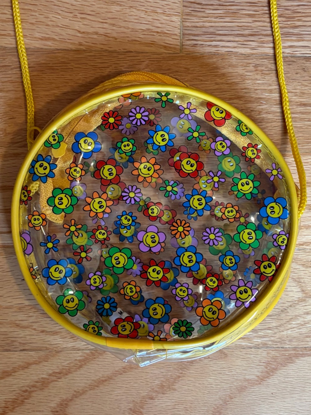 90s Yellow Floral Round Crossbody Bag